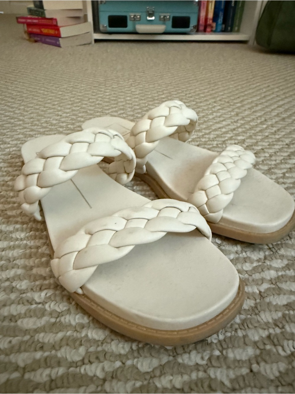 Dolce Vita White Braided Slide Sandals